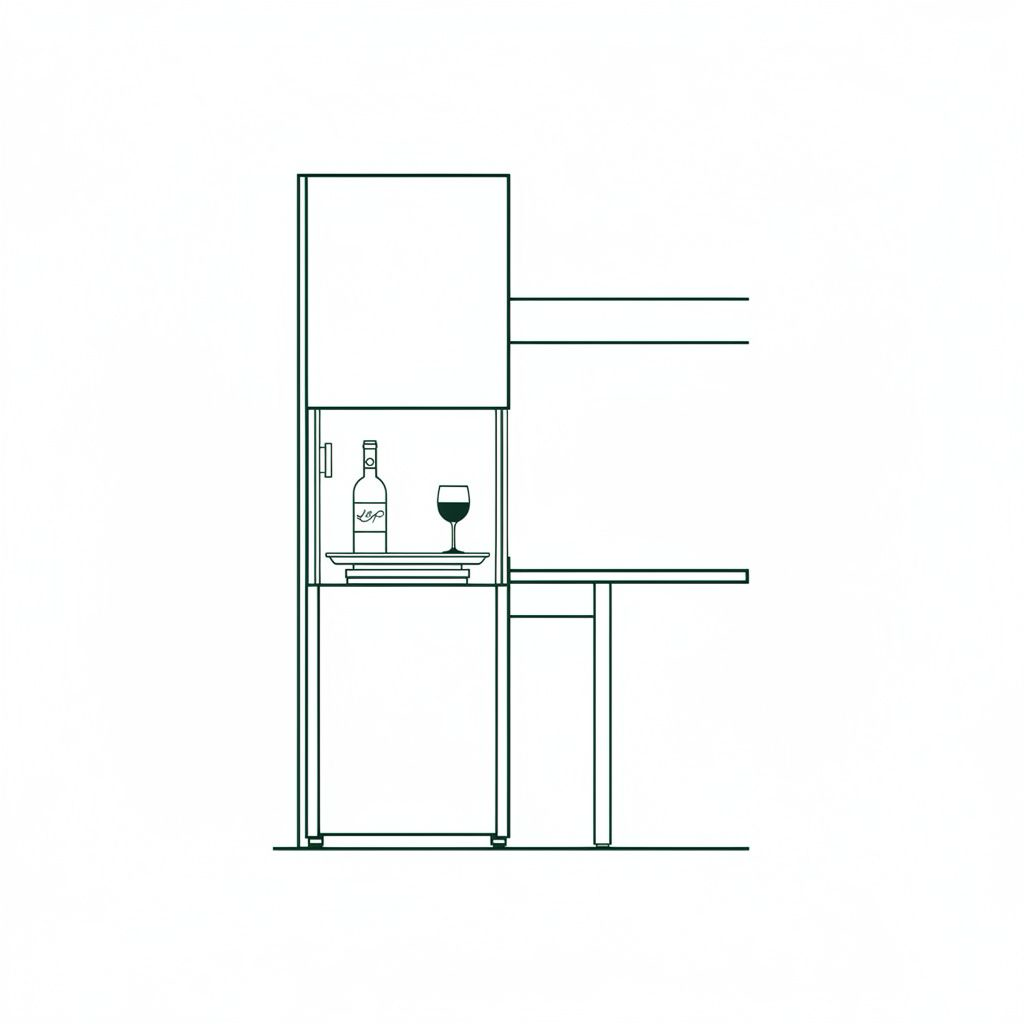 Illustration monte-plats — installation par COZZO